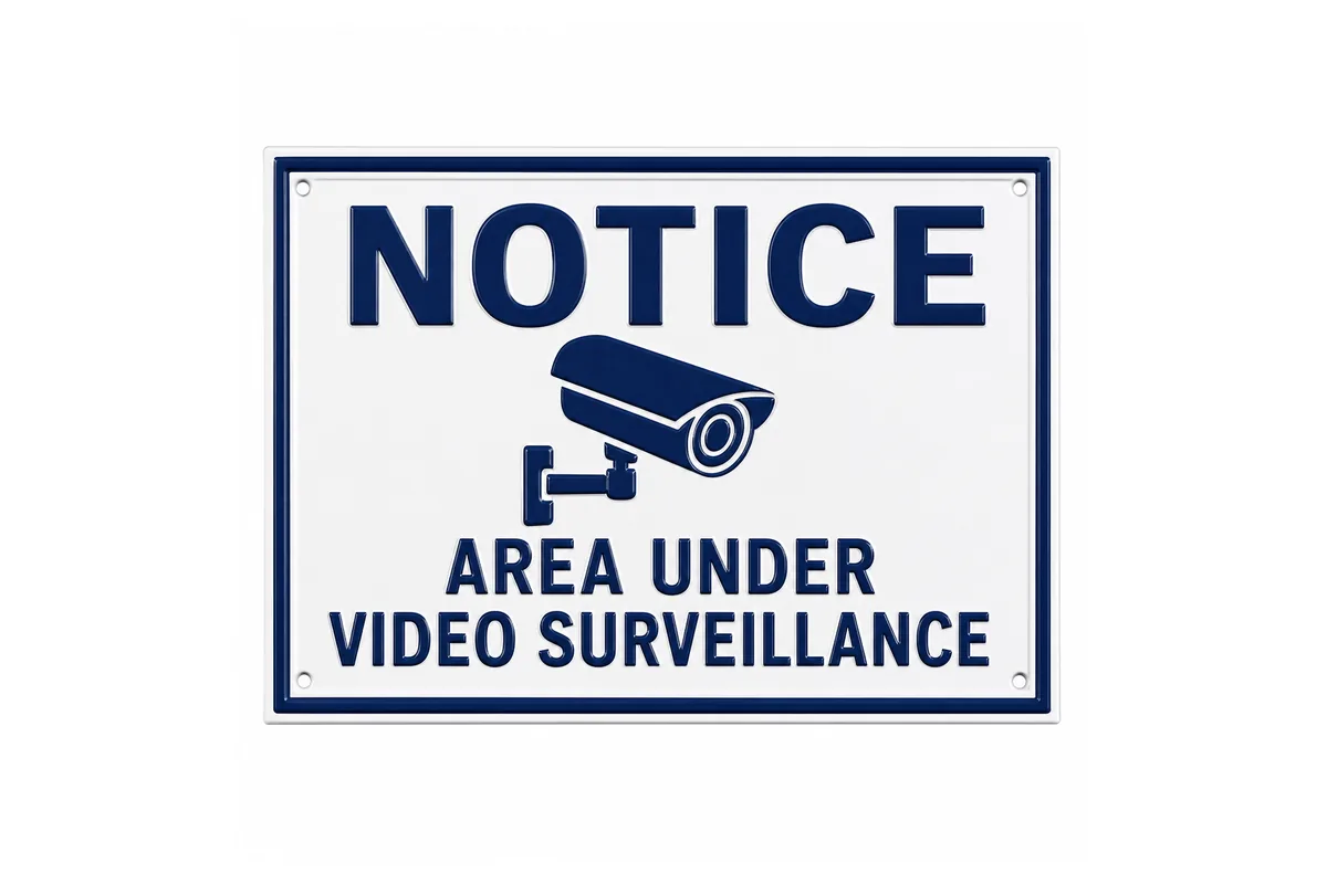 Area Under Video Surveillance kabartmalı metal tabela