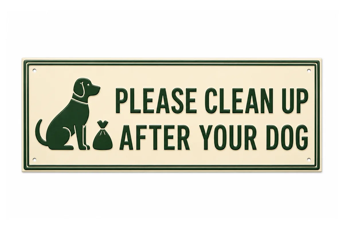 Please Clean Up After Your Dog kabartmalı metal tabela